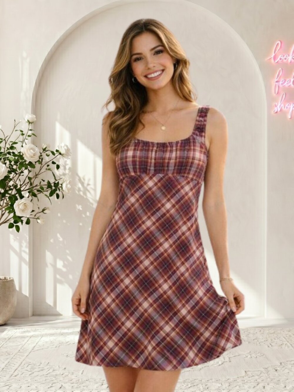 Faith Passion Plaid A-Line Cotton Dress Size 11/12 90s Grunge Cottagecore